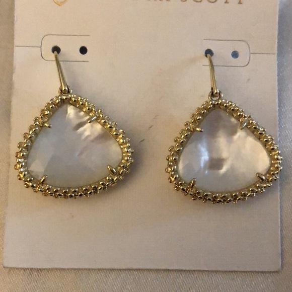 Kendra Scott Framed Kendall Drop Earrings With Ivory Mother Of Pearl NWT - Picture 4 of 12
